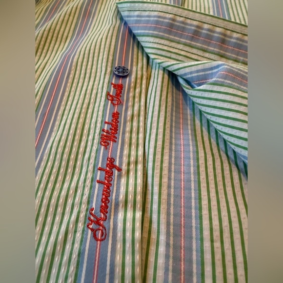Robert Graham Floral Flip Cuff Button Down Shirt Men's Size Large Vert Stripe - Picture 4 of 14